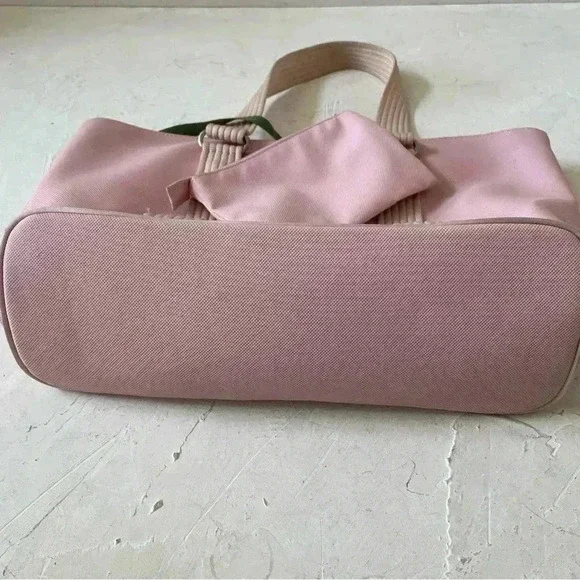 Lacoste PVC Tote Bag Baby Pink Canvas Handles Y2K Shoulder Bag Matching Wallet - Picture 7 of 16